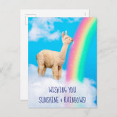 Llama Licking Rainbow Einladungspostkarte (Vorne/Hinten)