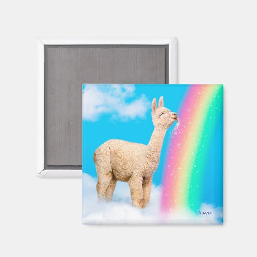 Llama Licking Rainbow Magnet (Vorderseite/Rückseite)