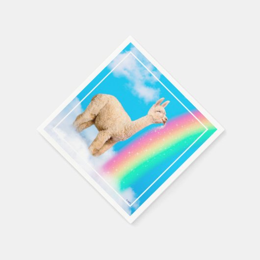 Llama Licking Rainbow Serviette (Ecke)
