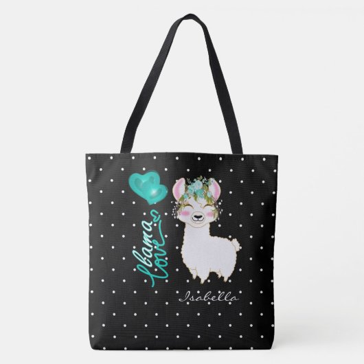 Llama-Liebe - Aquamarin Tasche (Vorderseite)