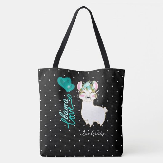 Llama-Liebe - Aquamarin Tasche (Rückseite)