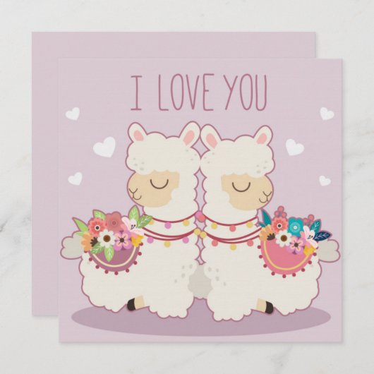 Llama-Liebe Feiertagskarte (Vorne/Hinten)