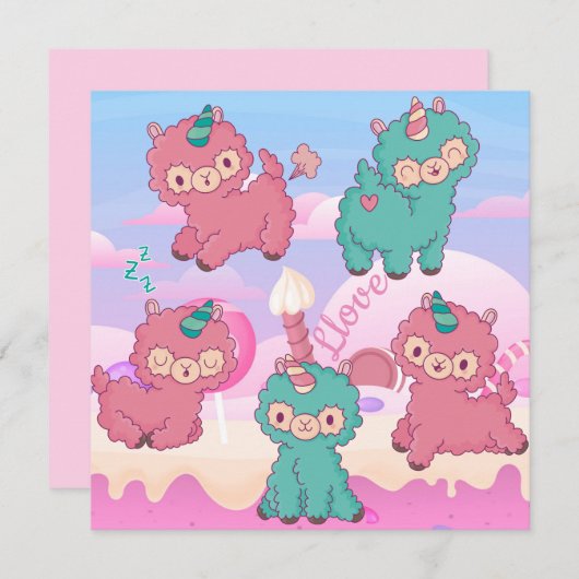 Llama-Liebe Feiertagskarte (Vorne/Hinten)