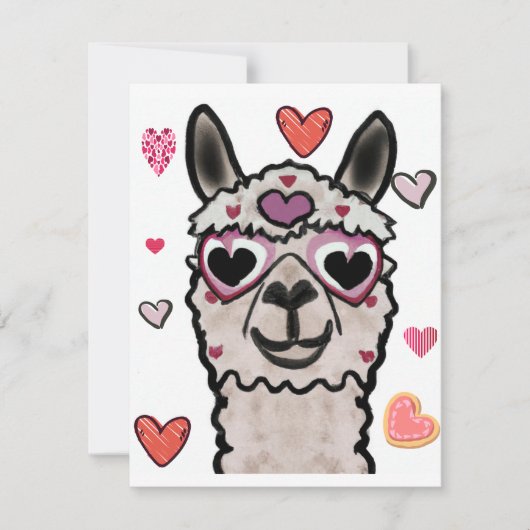 Llama Liebe Herz Valentins Dankeskarte (Vorderseite)