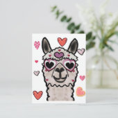 Llama Liebe Herz Valentins Dankeskarte (Stehend Vorderseite)