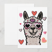 Llama Liebe Herz Valentins Dankeskarte Mitteilungskarte (Vorne/Hinten)