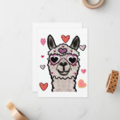 Llama Liebe Herz Valentins Dankeskarte Mitteilungskarte (Vorderseite/Rückseite Beispiel)
