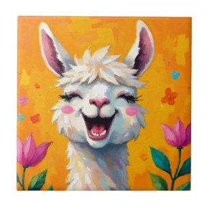 Llama-Liebe in Bloom Fliese