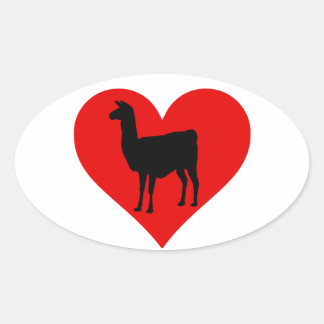 Llama-Liebe Ovaler Aufkleber