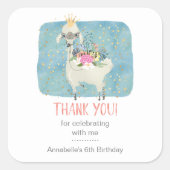 Llama Liebe Vielen Dank Niedlich Adorable Girls Ge Quadratischer Aufkleber (Vorderseite)