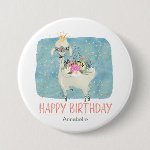 Llama Liebe Watercolor Niedlich Fun Geburtstagspar Button