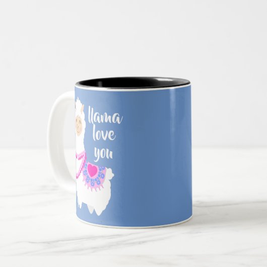 Llama Liebe you Valentine puff Zweifarbige Tasse (Vorderseite Links)