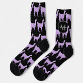 Llama Light Lila Glitzern Monogram Socken (Linkes Detail)
