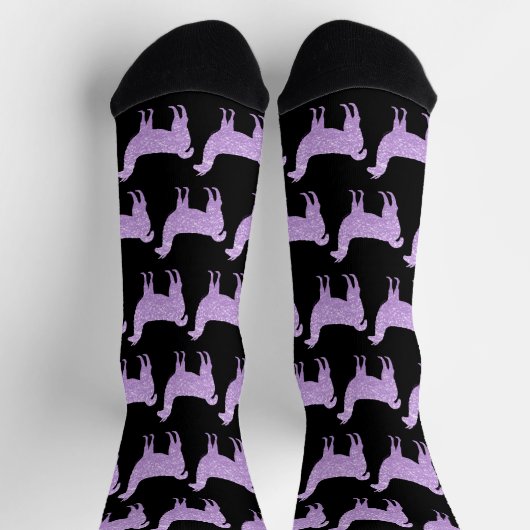 Llama Light Lila Glitzern schwarz Socken (Oben)