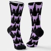 Llama Light Lila Glitzern schwarz Socken (Gewinkelt)