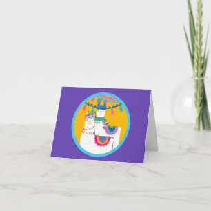 Llama Lila Blue Yellow Colorful Vielen Dank Dankeskarte