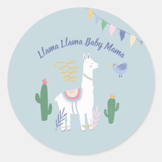 Llama Llama Baby Mama Baby Dusche Runder Aufkleber (Vorderseite)