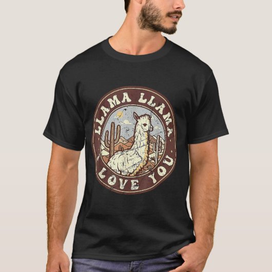 Llama Llama I Liebe You Retro Style Touch Alpaca T-Shirt (Vorderseite)