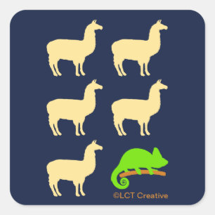 Llama Llama Llama Llama Llama Chameleon Quadratischer Aufkleber