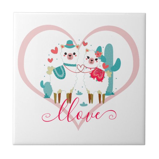 Llama Llove Fliese (Vorderseite)