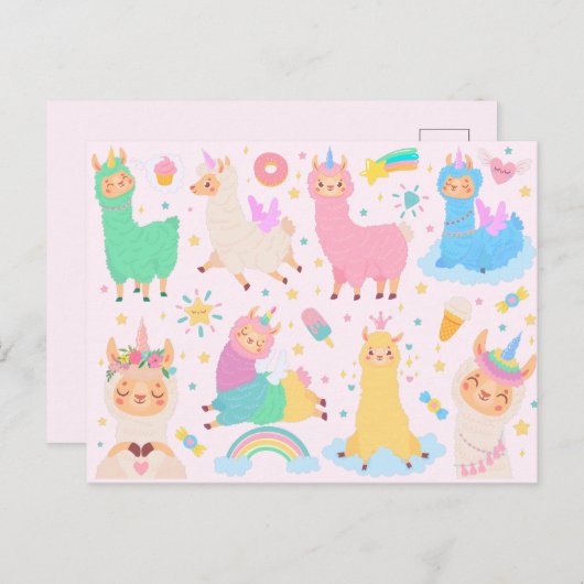 Llama Llove Postkarte (Vorne/Hinten)