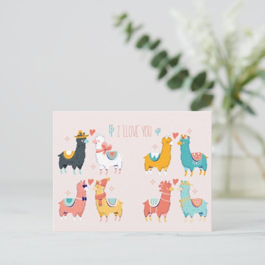 Llama Llove Postkarte (Stehend Vorderseite)