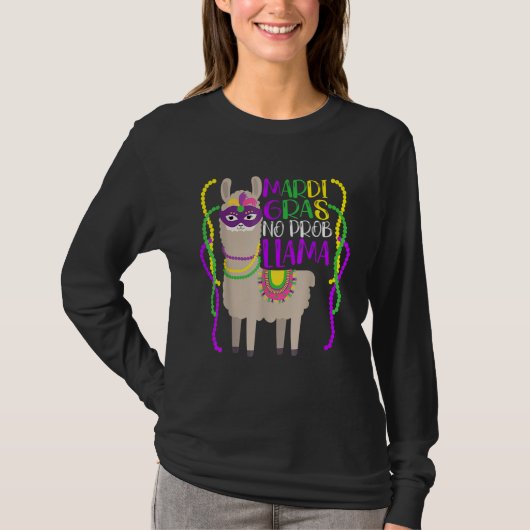 Llama Lover Mardi Gras Celebration New Orleans Lou T-Shirt (Vorderseite)