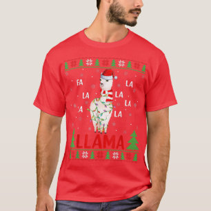 Llama Lover Xmas Lights Ugly Fa La Llama Christ T-Shirt