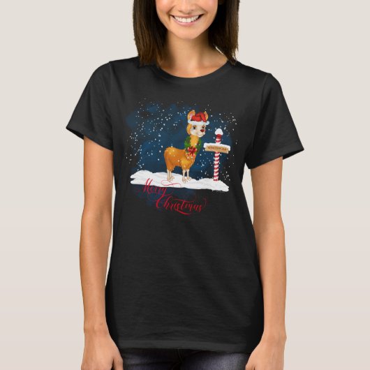 Llama Lovers Christmas North Pole T-Shirt (Vorderseite)