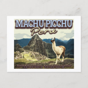 LLAMA - MACHU PICCHU PERU POSTKARTE