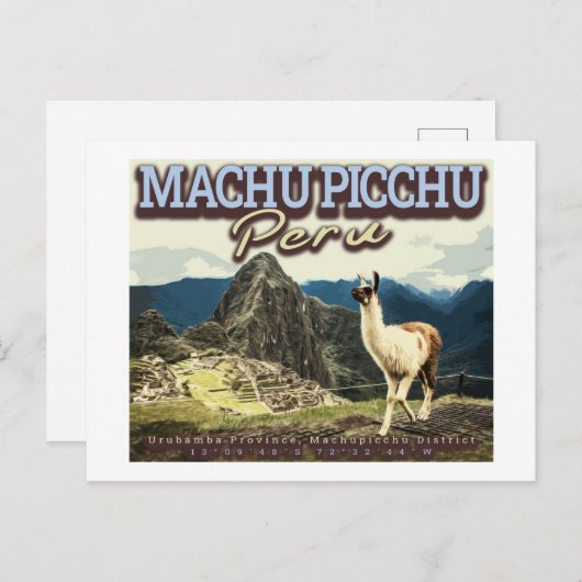 LLAMA - MACHU PICCHU PERU POSTKARTE (Vorne/Hinten)