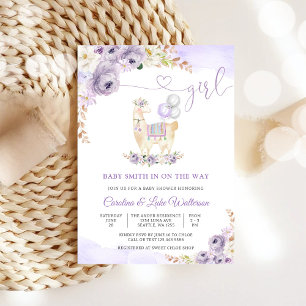 Llama Mädchen Baby Shower Einladung