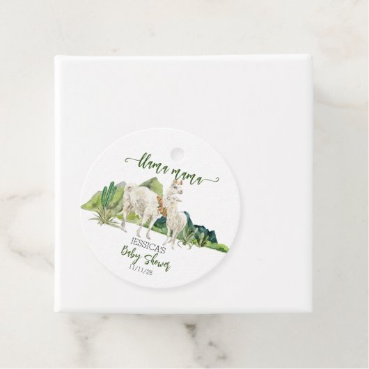 Llama Mama Baby Dusche Wasserfarbe Geschenkanhänger (Beispiel)