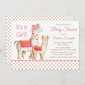 Llama Mama Baby Girl Shower Einladungen (Vorne/Hinten)