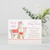 Llama Mama Baby Girl Shower Einladungen (Stehend Vorderseite)