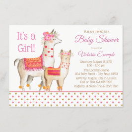 Llama Mama Baby Girl Shower Einladungen