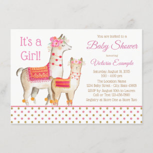 Llama Mama Baby Girl Shower Einladungen