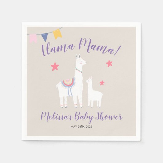Llama Mama Baby Llama Niedlich Baby Dusche Serviette (Vorderseite)