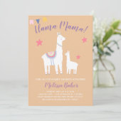 Llama Mama Baby Llama Peach Lila Baby Dusche Einladung (Stehend Vorderseite)