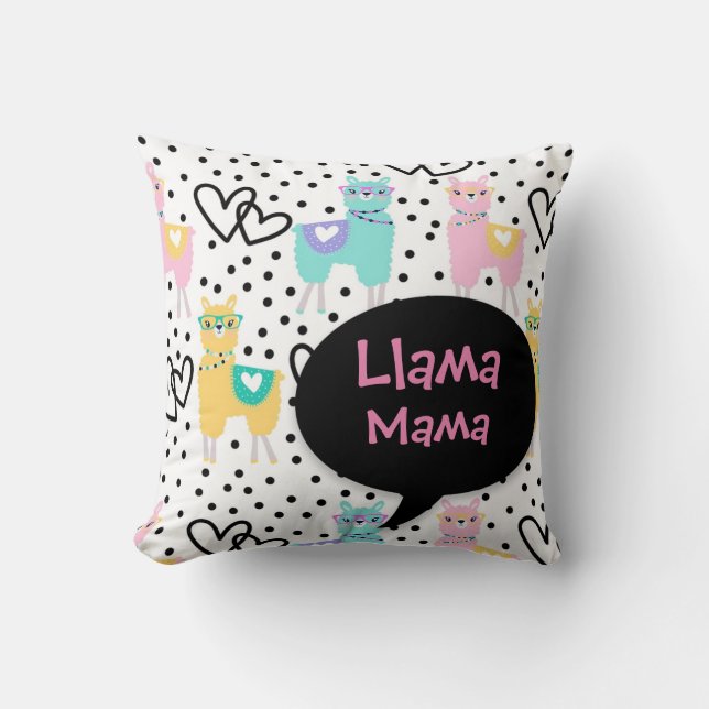 Llama Mama, Niedliches Pillow , Muttertag, Geschen Kissen (Vorderseite)