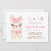 Llama Mama Pink Baby Girl Dusche Einladung (Vorderseite)