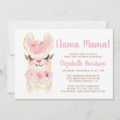 Llama Mama Pink Kinderdusche Einladung (Vorderseite)