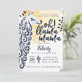 Llama Mama & Stripes - Neutrale Baby-Dusche für Fr Einladung (Stehend Vorderseite)