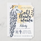 Llama Mama & Stripes - Neutrale Baby-Dusche für Fr Einladung (Vorderseite)