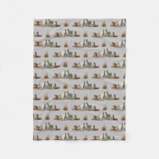 Llama Meadow Fleece Blanket (grau) (Vorderseite)