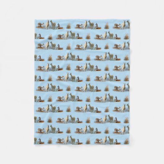 Llama Meadow Fleece-Decke (Hellblau) Fleecedecke (Vorderseite)