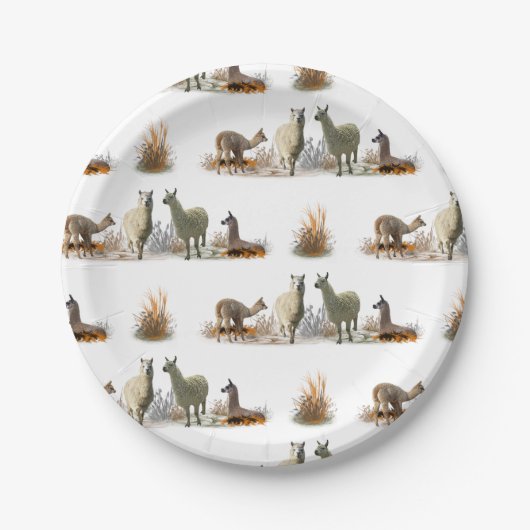 Llama Meadow Paper Plate Pappteller (Vorderseite)