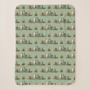 Llama Meadow Sherpa Decke (Hellgrün) Sherpadecke
