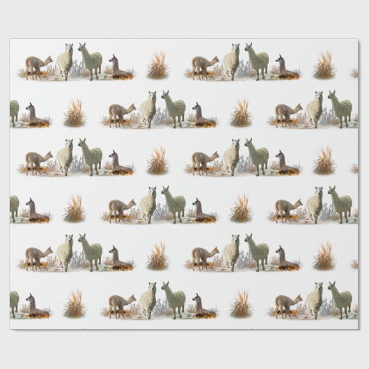 Llama Meadow Wrapping Paper (Farbe auswählen) Geschenkpapier (Flach)