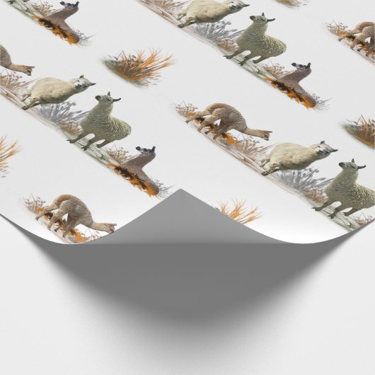 Llama Meadow Wrapping Paper (Farbe auswählen) Geschenkpapier (Ecke)